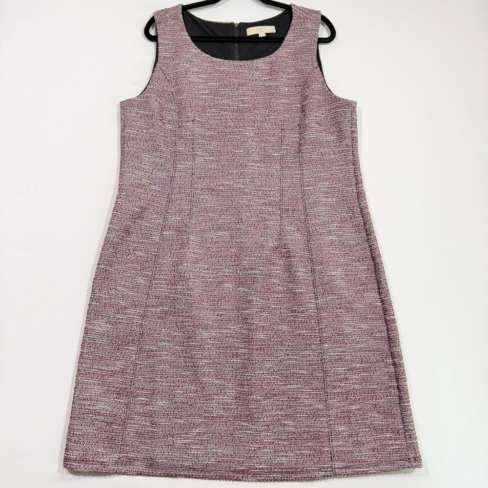 LOFT Plus Womens 16 Maroon Pink Tweed Hourglass Sheath Dress Office Siren